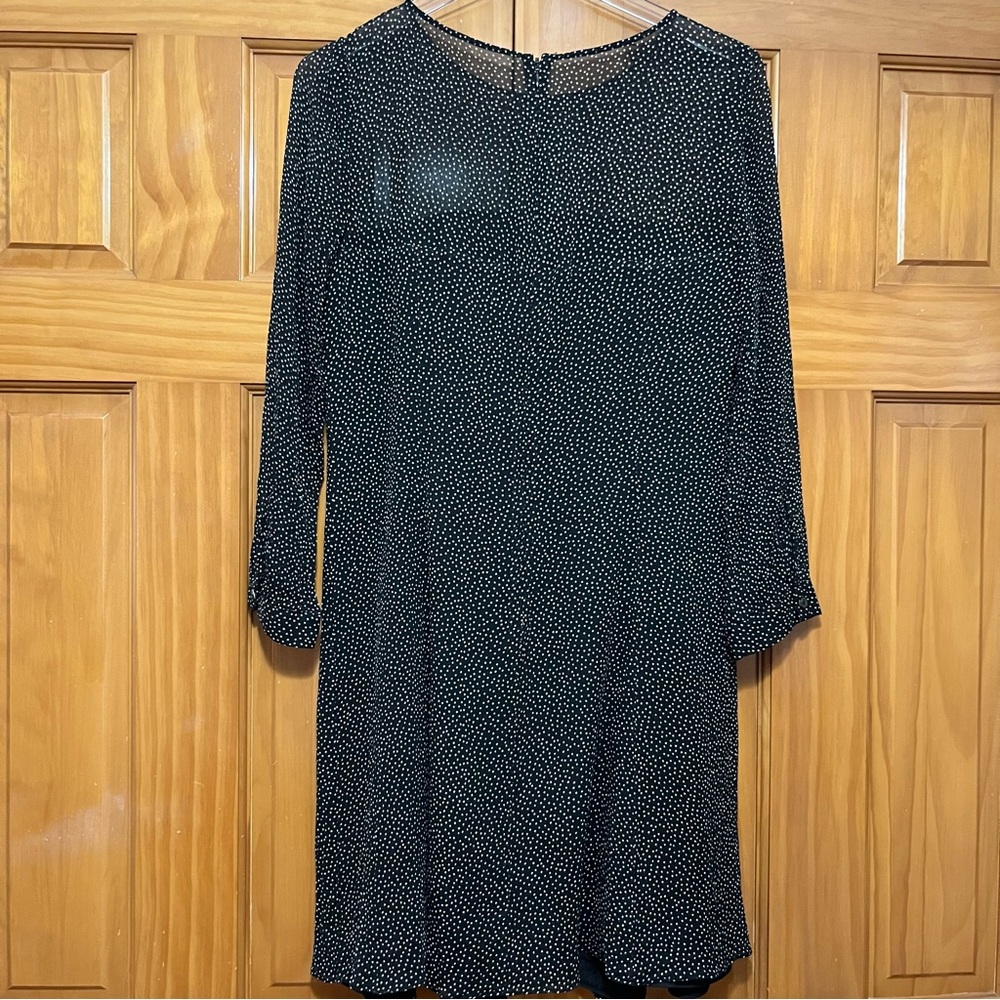 J Crew Elegant Black and White Polka Dot Silk Dress